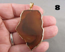 You Choose! Gold Trim Agate Slice Pendant