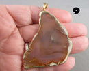 You Choose! Gold Trim Agate Slice Pendant