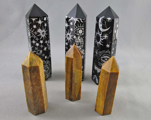 You Choose!  Gemstone Towers - Obsidian or Tiger Eye