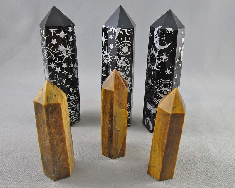 You Choose!  Gemstone Towers - Obsidian or Tiger Eye