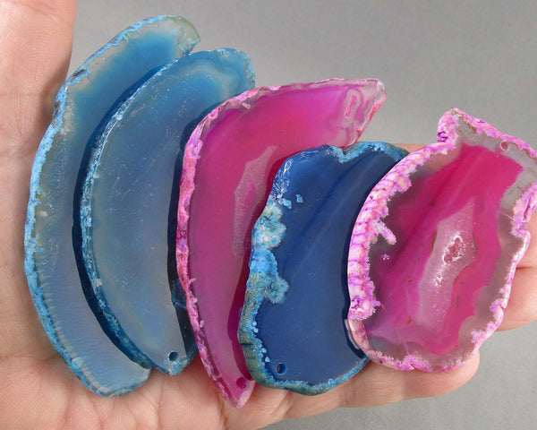 Mixed Color Agate Stone Slice (Drilled) 1pc J004