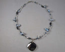 Peacock Blue Pearl Necklace 925 Sterling Silver (Vintage) H048-12