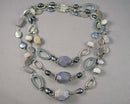 Peacock Blue Pearl & Agate Triple Layer Necklace (Vintage) H048-18