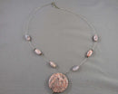 Rhodonite Gemstone Pendant Necklace (Vintage) H048-23