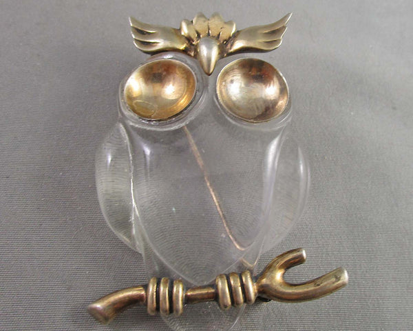 Sterling Silver and Resin Owl Brooch B056-5(Vintage)