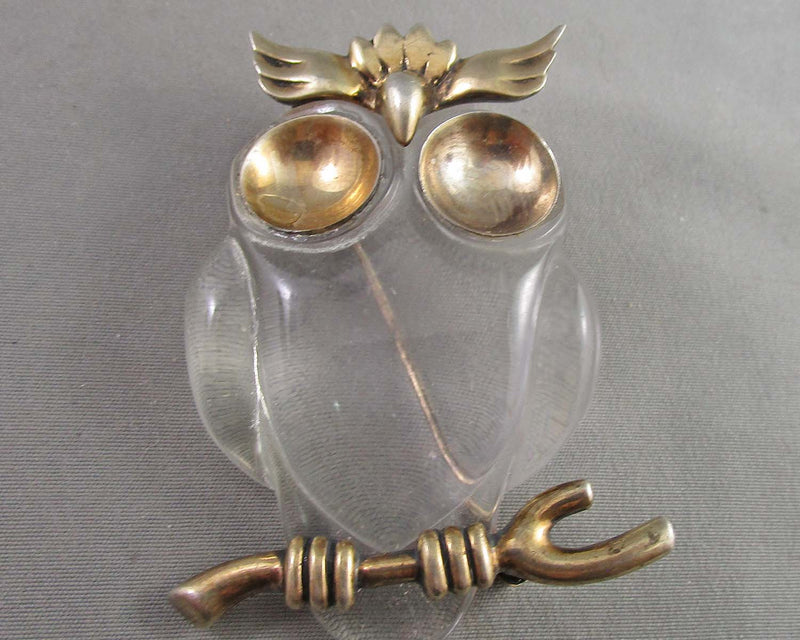 Sterling Silver and Resin Owl Brooch B056-5(Vintage)