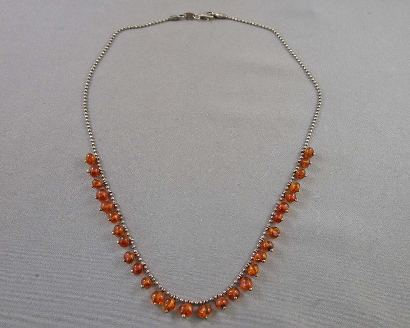 Amber Necklace (Sterling Silver) Vintage B043-3