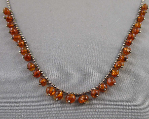 Amber Necklace (Sterling Silver) Vintage B043-3