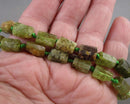Green Garnet Column Beads 6x10mm C729