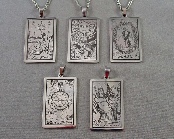 You Choose!  Stainless Steel Major Arcana Tarot Card Pendants!