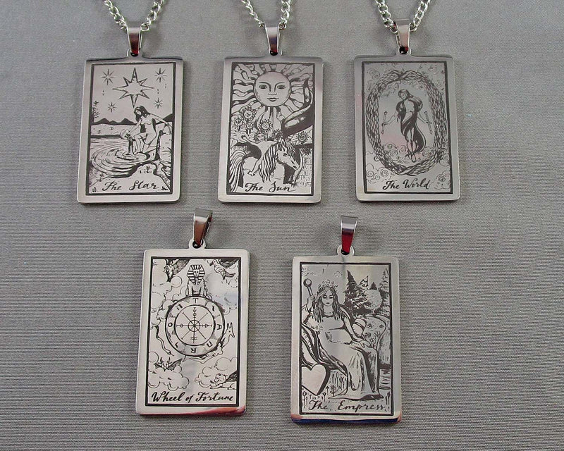 You Choose!  Stainless Steel Major Arcana Tarot Card Pendants!