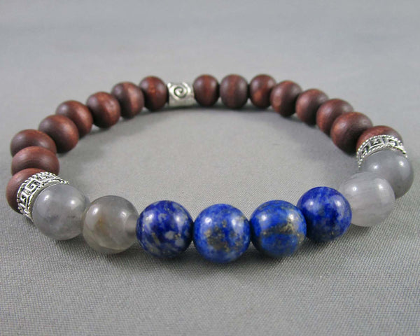 Communication Bracelet (Lapis Lazuli & Smoky Quartz) J074