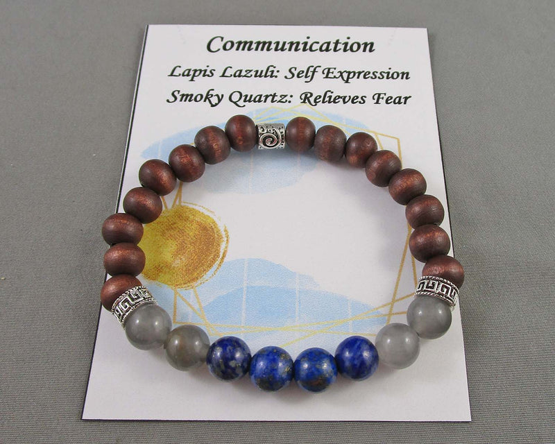 Communication Bracelet (Lapis Lazuli & Smoky Quartz) J074