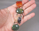 Bloodstone & Agate Gemstone 925 Sterling Silver Bracelet H056-23