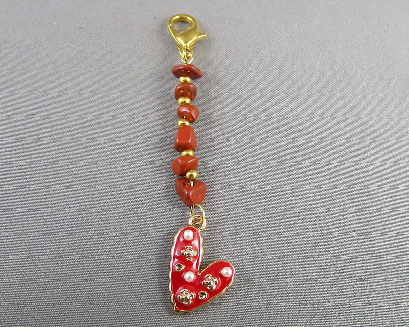 Red Jasper Key Chain / Zipper Pull 1pc E017