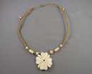 Horn Flower Pendant Necklace Vintage H057-16