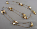 Long Shell Gemstone Necklace Vintage H057-18