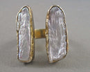 Keshi Biwa Pearl Gemstone Ring 925 Sterling Silver Size 7 (Vintage) H057-21