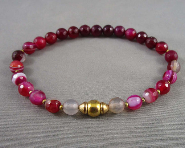 Pink Agate Gemstone Bracelet (Vintage) H037-10