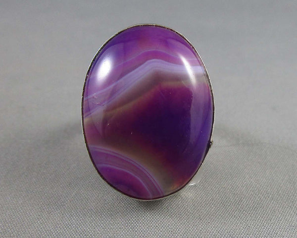 Pink Agate Gemstone Ring Size 8.25 (Vintage) H037-13