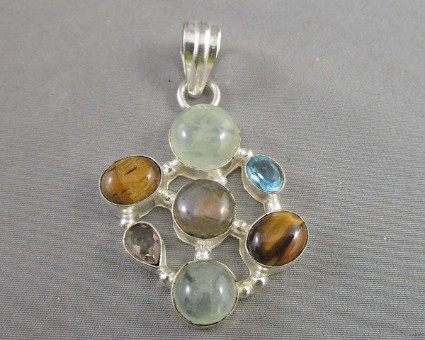 Moonstone & Tiger Eye Gemstone Pendant (Vintage) H037-15