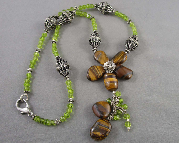 Tiger Eye Gemstone Necklace (Vintage) H037-16