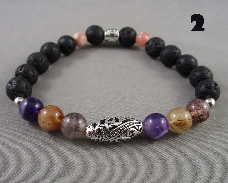 You Choose!  Handcrafted Lava Stone & Gemstone Grounding Bracelets!
