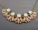 Peach Foiled Lucite Statement Necklace Vintage H069-19