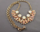 Peach Foiled Lucite Statement Necklace Vintage H069-19
