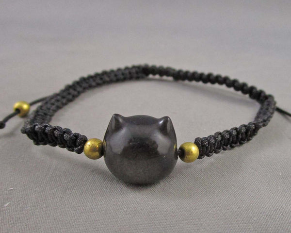 Obsidian Cat Bracelet 1pc Z083