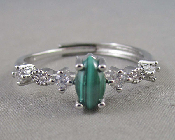 Malachite Gemstone Ring (Platinum Plated) Z084
