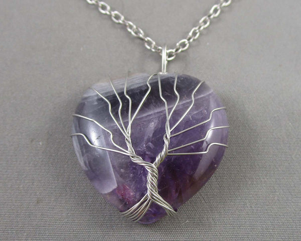 Amethyst Tree of Life Pendant (Platinum Plated) Z074