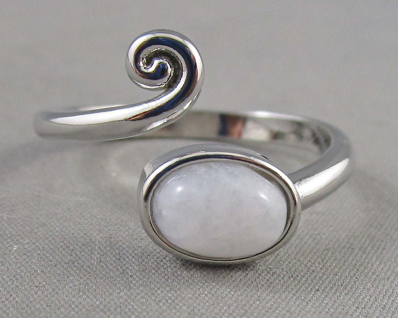 Rainbow Moonstone Gemstone Ring (Platinum Plated) Z081