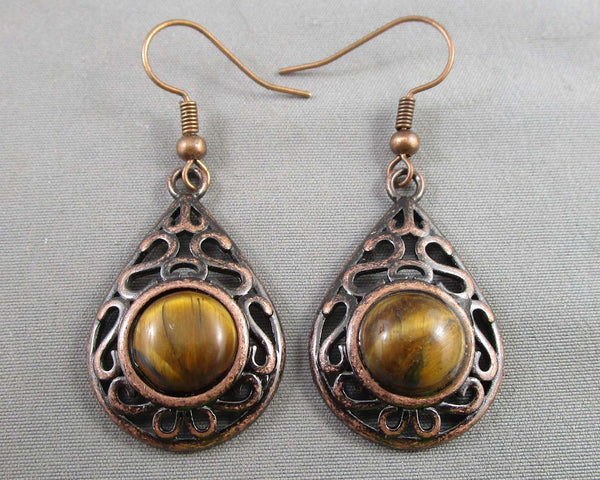 Tiger Eye Gemstone Earrings Z070
