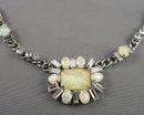 Yellow Foiled Lucite & Rhinestones Statement Necklace Vintage H070-12