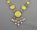 Pearl Gemstone Pendant Necklace Vintage H070-16