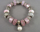Pandora Style Pink Charm Bracelet (Vintage) H072-7