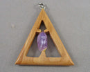Wood and Amethyst Gemstone Pendant (Vintage) H072-21