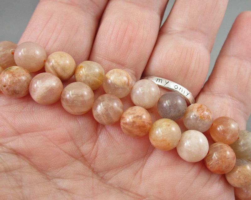 Peach Moonstone Beads Round Various Sizes