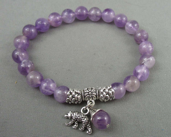 Bear Animal Totem Amethyst Bracelet 1pc C057