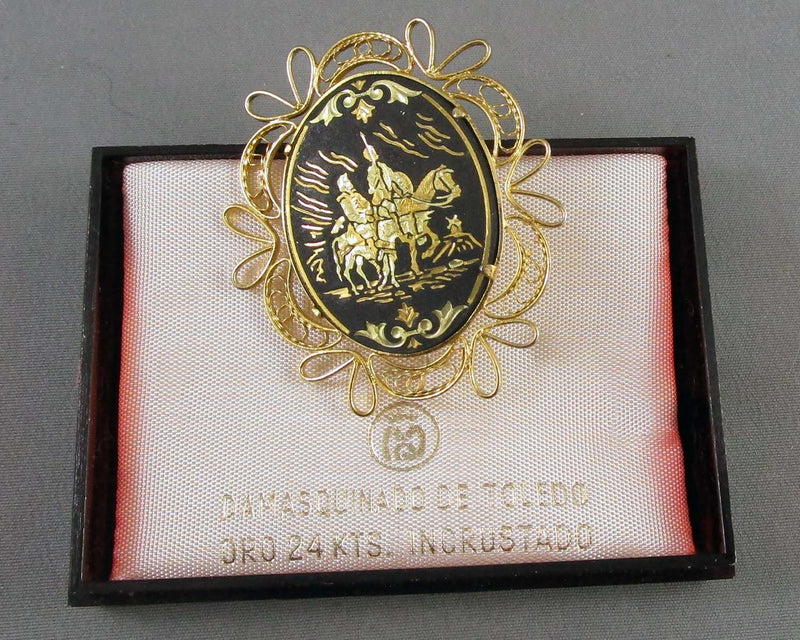Damasquinado De Toledo Brooch Oro 24KTS Incrustado B104-4