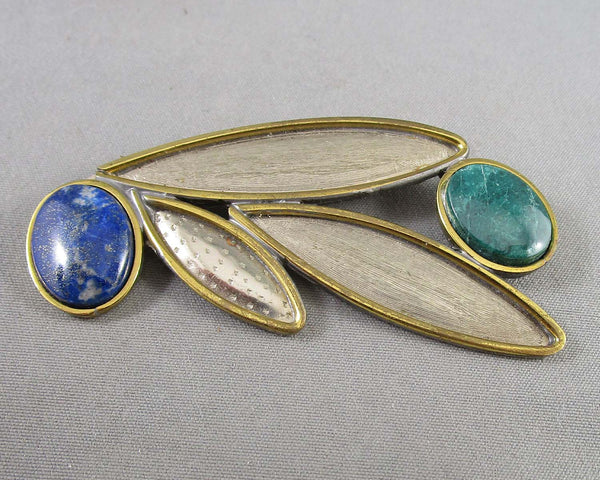 Malachite & Lapis Lazuli Brooch B091-3(Vintage)