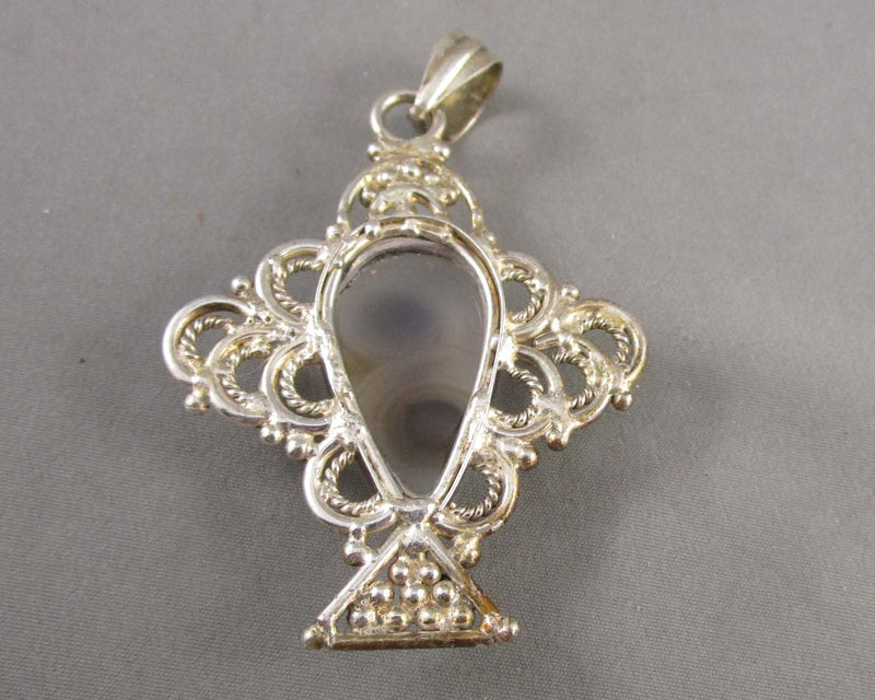 Agate 925 Sterling Silver Pendant (Vintage) H079-1