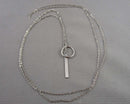 Long 1.5mm Chain Hanging Bar Necklace 925 Sterling Silver H072-23