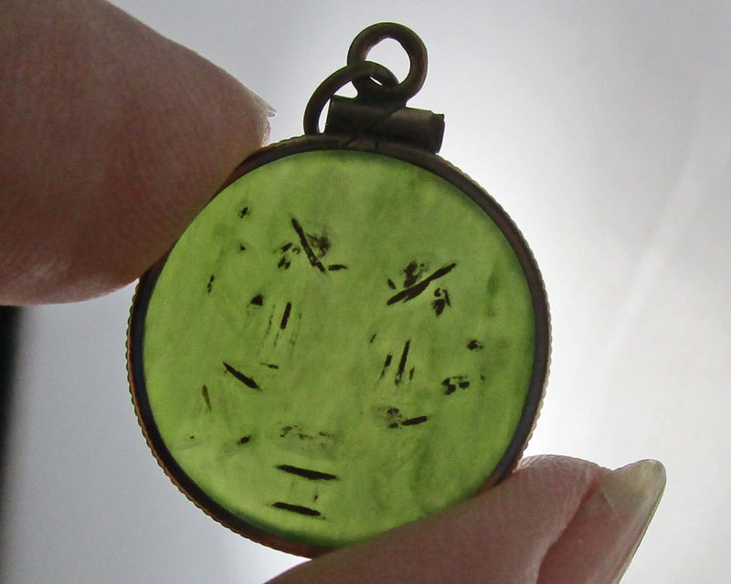 Jade Pendant 14KGF Gemini Symbol (Vintage) B079-6