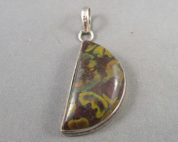 Jasper 925 Sterling Silver Pendant (Vintage) H121-6