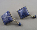 Sodalite Gemstone Earrings Vintage H073-4