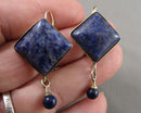 Sodalite Gemstone Earrings Vintage H073-4