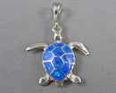 Opal Sea Turtle Gemstone Pendant 925 Sterling Silver (Vintage) H073-8