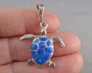 Opal Sea Turtle Gemstone Pendant 925 Sterling Silver (Vintage) H073-8